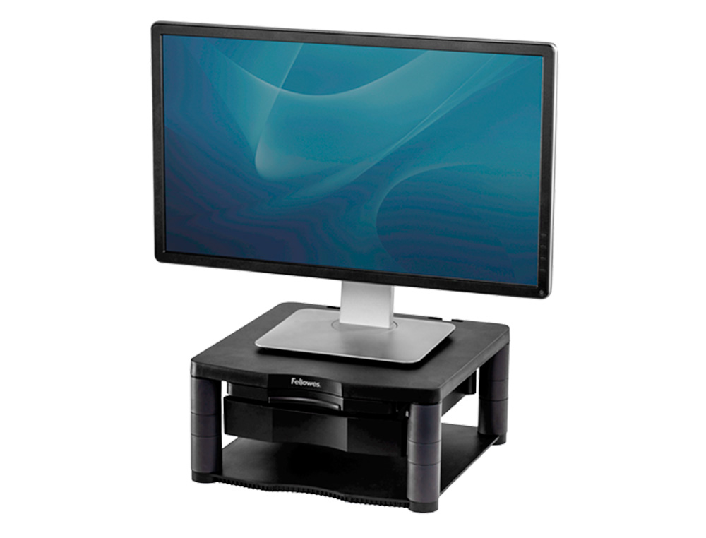 SOPORTE FELLOWES PARA MONITOR PLUS AJUSTABLE EN 5 ALTURAS 64 MM A 165 MM HASTA 36 KG COLOR GRAFITO 165X335X344 MM