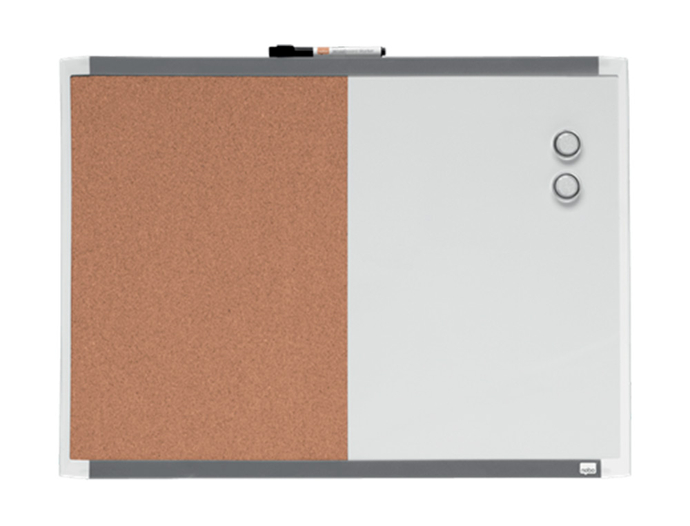 PIZARRA BLANCA NOBO MAGNETICA CON TABLERO DE CORCHO 585X430 MM