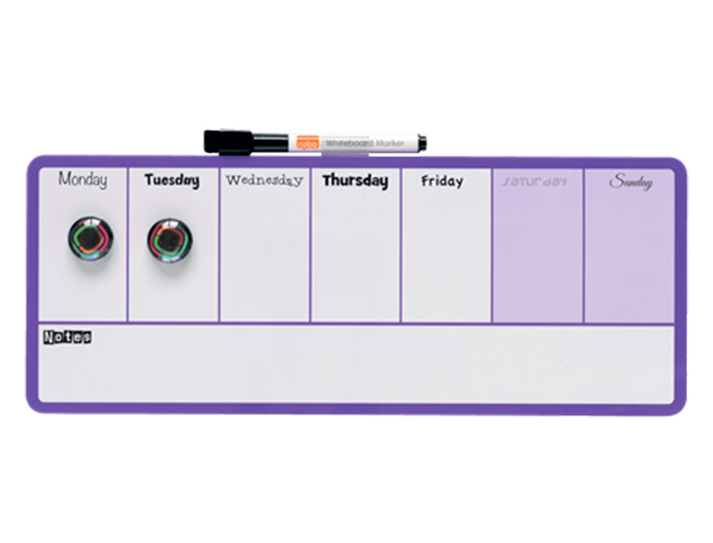 PLANIFICADOR SEMANAL NOBO MAGNETICO COLOR VIOLETA 140X360 MM