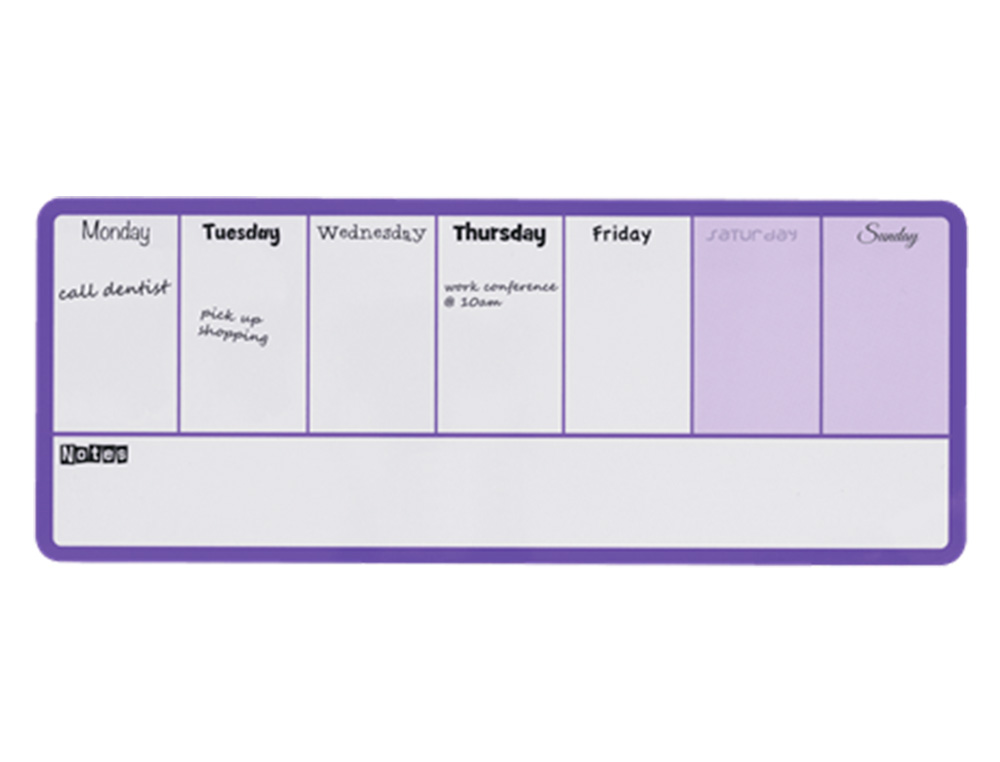 PLANIFICADOR SEMANAL NOBO MAGNETICO COLOR VIOLETA 140X360 MM