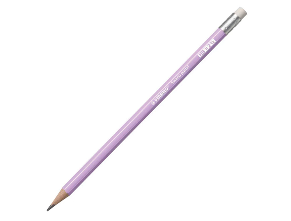 LAPICES DE GRAFITO CON GOMA STABILO SWANO MINA 2,2 MM DUREZA HB LILA PASTEL