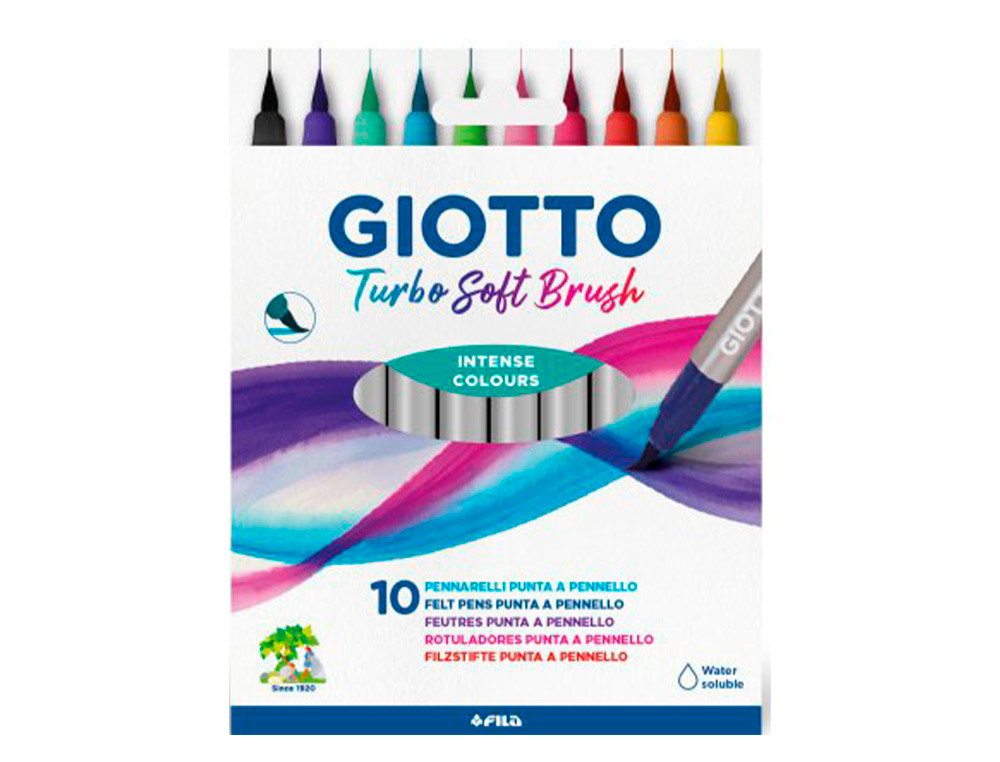 ROTULADOR GIOTTO TURBO SOFT BRUSH PUNTA DE PINCEL CAJA DE 10 UNIDADES COLORES SURTIDOS