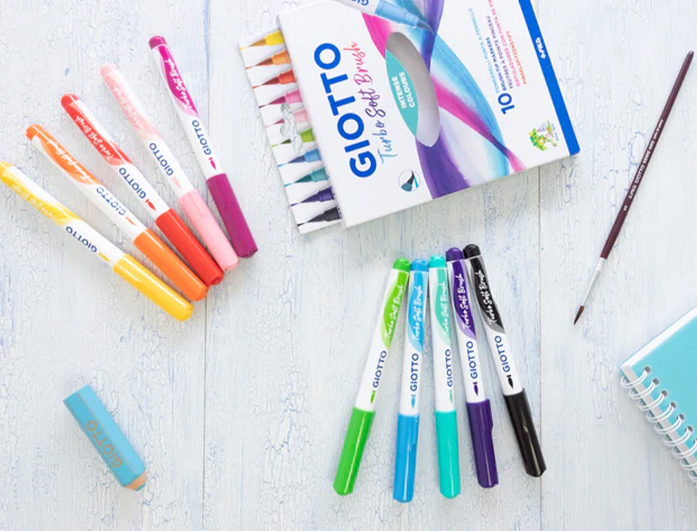 ROTULADOR GIOTTO TURBO SOFT BRUSH PUNTA DE PINCEL CAJA DE 10 UNIDADES COLORES SURTIDOS