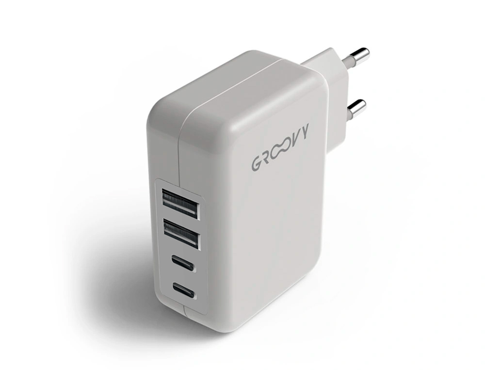 CARGADOR DE PARED GROOVY 2 USB + 2 USB-C 4.8A COLOR BLANCO