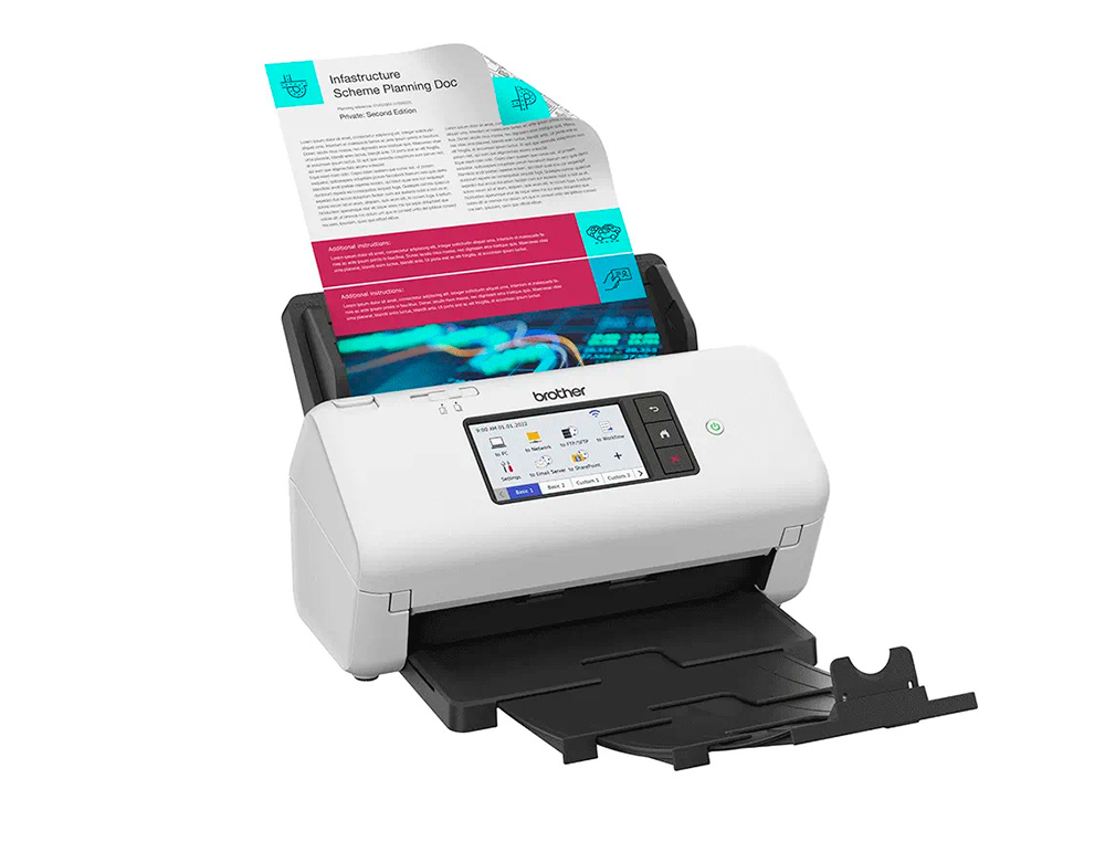 ESCANER BROTHER SOBREMESA ADS4700W DOBLE CARA TAMAÑO A4 RESOLUCION 600 PPP VELOCIDAD 80 PPM USB 3.0 WIFI
