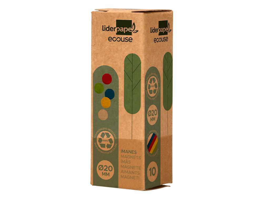 IMAN PARA SUJECION LIDERPAPEL ECOUSE PP RECICLADOPARA PIZARRA MAGNETICA 20 MM CAJA DE 10 UNIDADES
