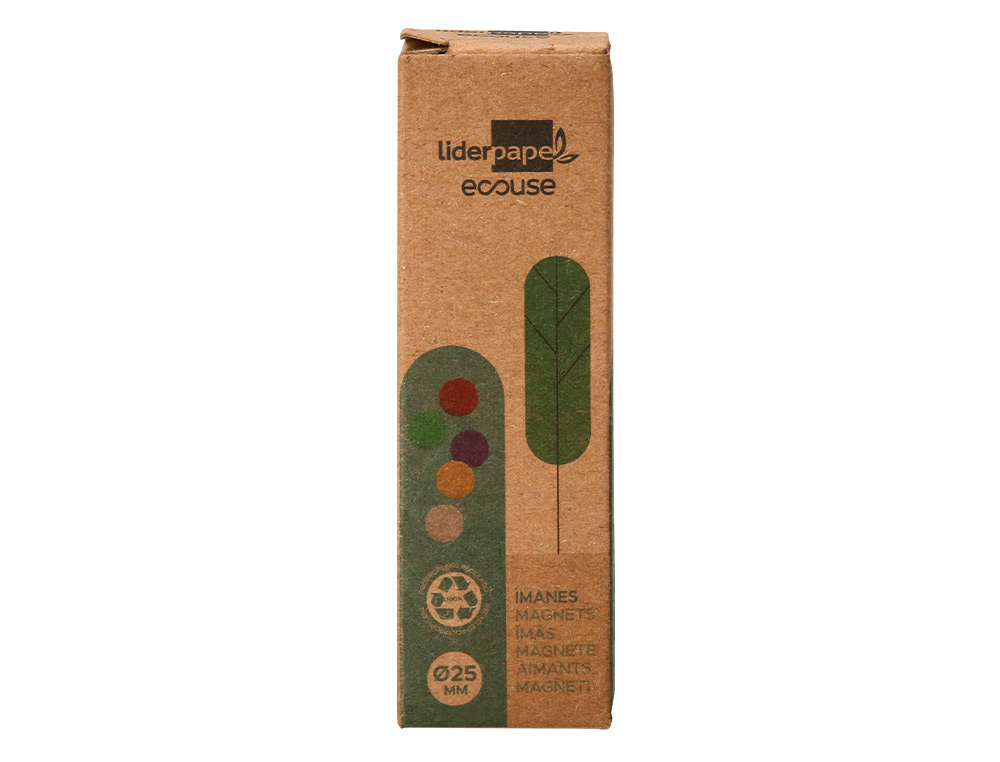 IMAN PARA SUJECION LIDERPAPEL ECOUSE PP RECICLADO PARA PIZARRA MAGNETICA 25 MM CAJA DE 10 UNIDADES