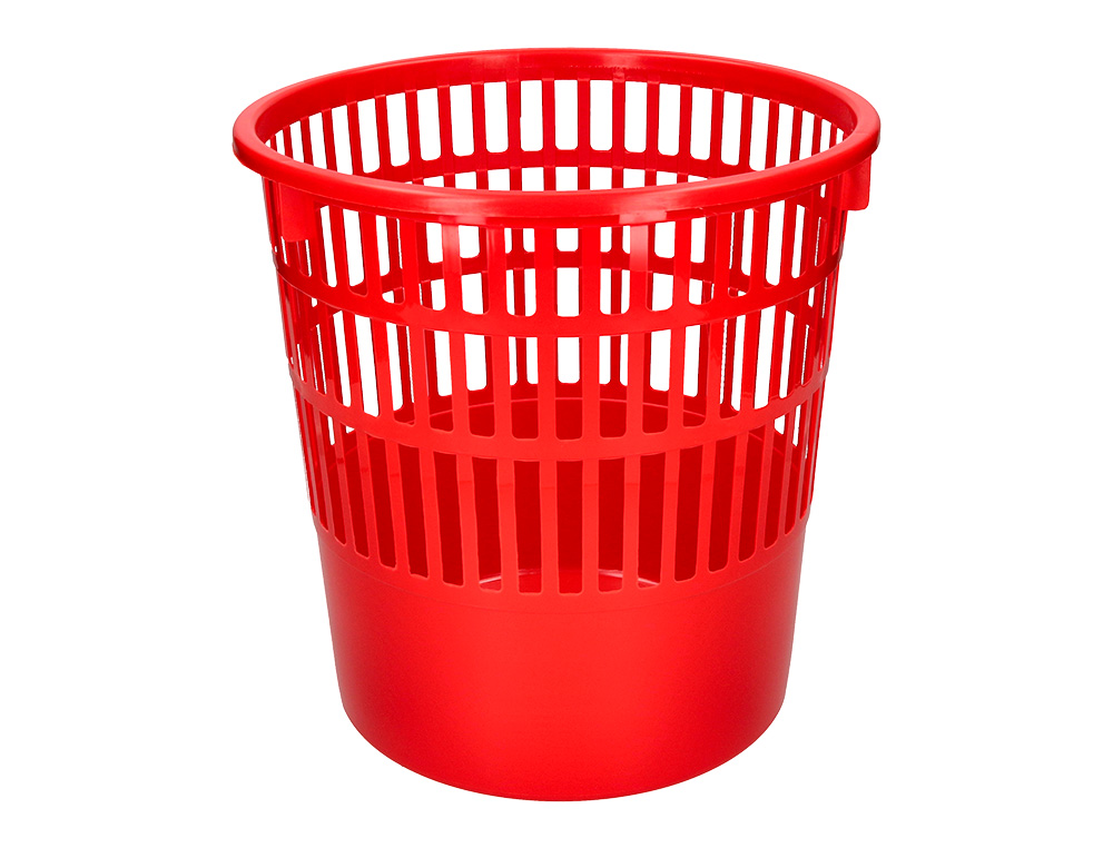 PAPELERA PLASTICO Q-CONNECT 15 LITROS REJILLA COLOR ROJO 285X290 MM
