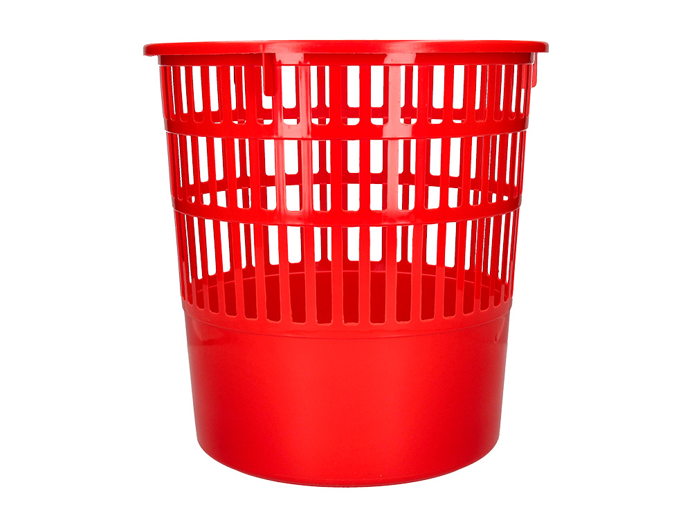 PAPELERA PLASTICO Q-CONNECT 15 LITROS REJILLA COLOR ROJO 285X290 MM