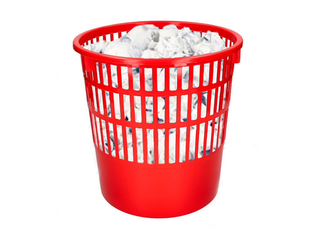 PAPELERA PLASTICO Q-CONNECT 15 LITROS REJILLA COLOR ROJO 285X290 MM