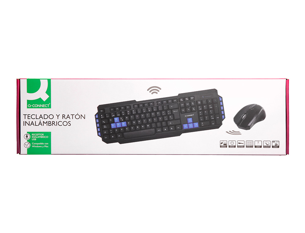 SET TECLADO Y RATON Q-CONNECT INALAMBRICO COMPATIBLE WINDOWS COLOR NEGRO