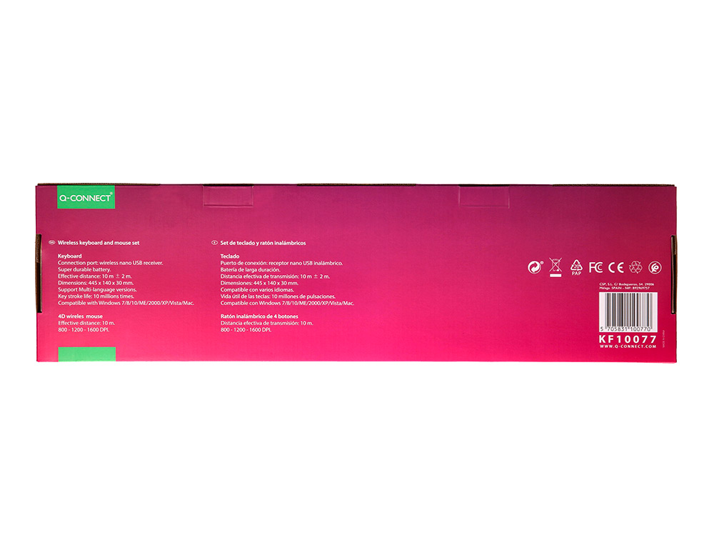 SET TECLADO Y RATON Q-CONNECT INALAMBRICO COMPATIBLE WINDOWS COLOR NEGRO