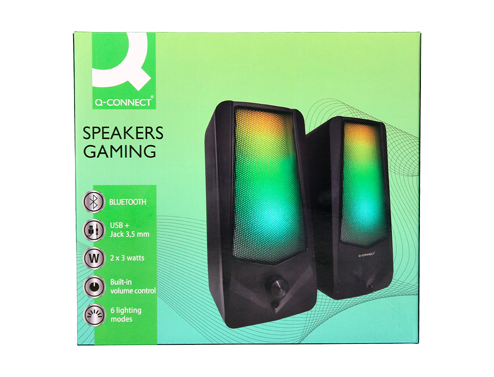 ALTAVOCES Q-CONNECT BLUETOOTH CON ILUMINACIÓN RGB POT ENCIA MAXIMA 2X3W CONTROL DE VOLUMEN COLOR NEGRO