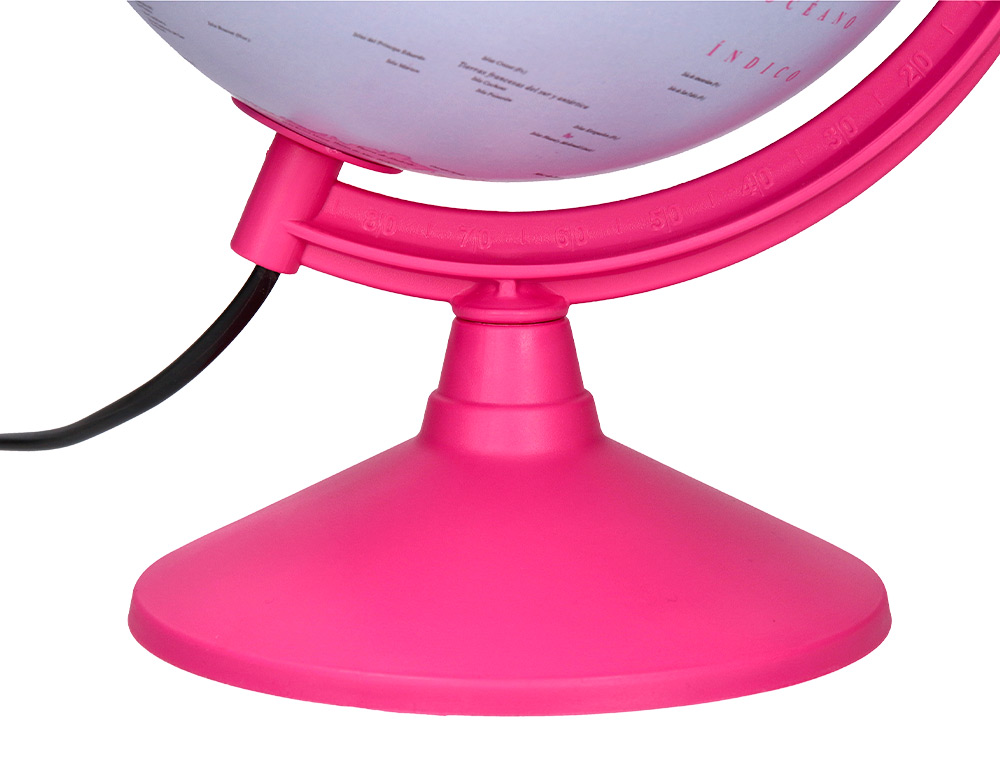 GLOBO TERRAQUEO LIDERPAPEL CON LUZ FISICO Y POLITICO DIAMETRO 20 CM COLOR ROSA