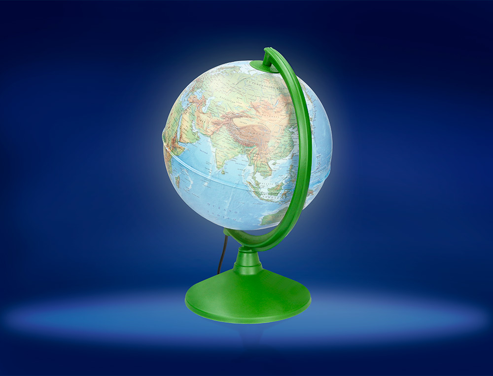 GLOBO TERRAQUEO LIDERPAPEL CON LUZ FISICO Y POLITICO DIAMETRO 26 CM