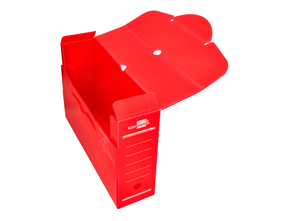 CAJA ARCHIVO DEFINITIVO PLASTICO LIDERPAPEL LOMO 100 MM ROJO 360X100X260 MM