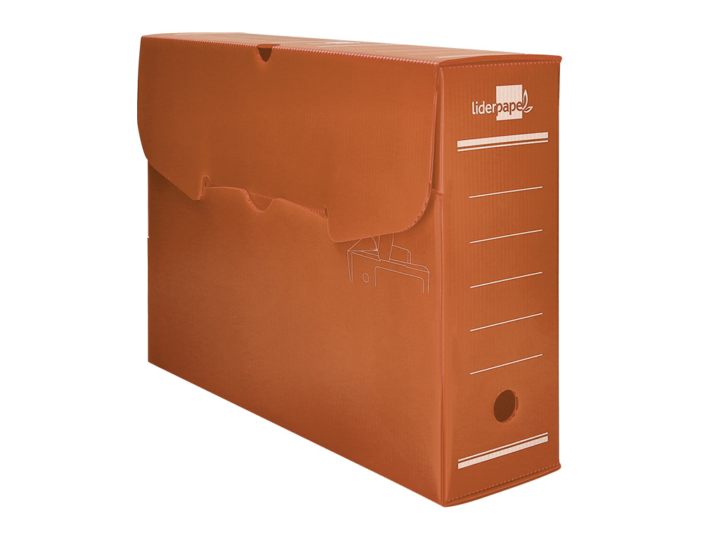 CAJA ARCHIVO DEFINITIVO PLASTICO LIDERPAPEL LOMO 100 MM MARRON 360X100X260 MM