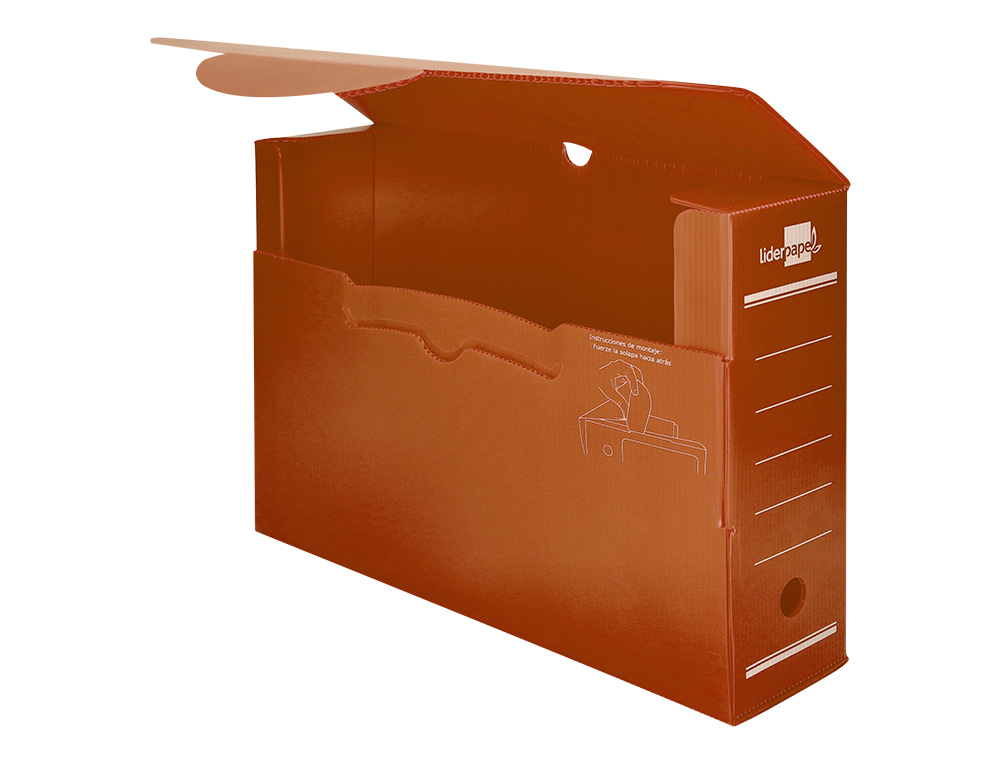 CAJA ARCHIVO DEFINITIVO PLASTICO LIDERPAPEL LOMO 100 MM MARRON 360X100X260 MM
