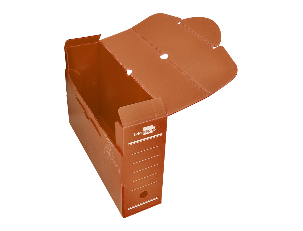 CAJA ARCHIVO DEFINITIVO PLASTICO LIDERPAPEL LOMO 100 MM MARRON 360X100X260 MM