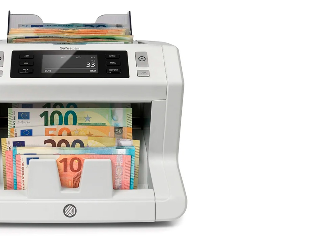 CONTADOR DE BILLETES SAFESCAN 2850 FUNCION AÑADIR Y FAJOS DETECCION TINTA UV/MAGNETICA Y TAMAÑO VELOCIDAD CONTEO