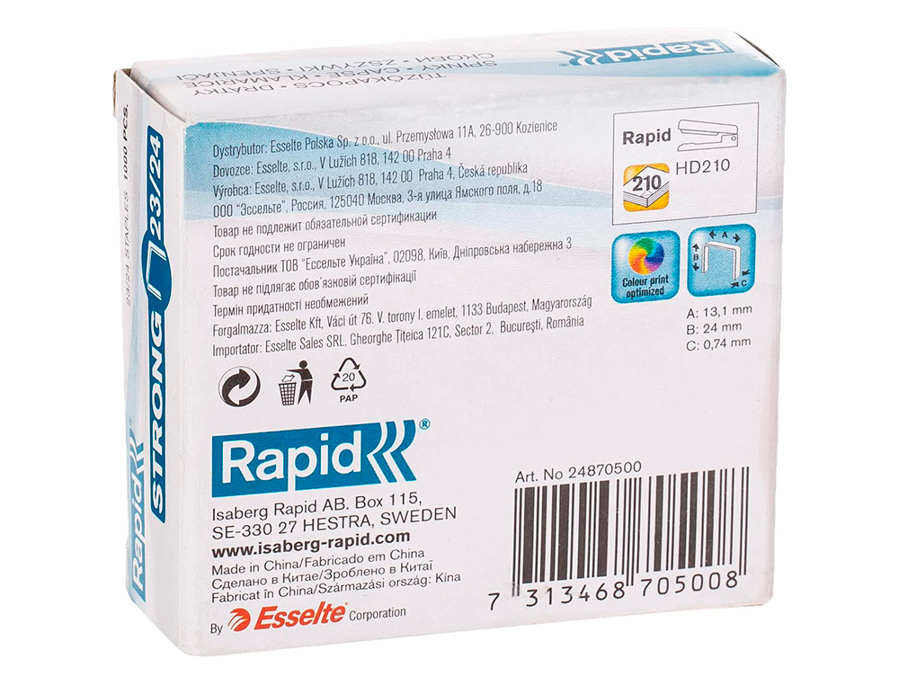 GRAPAS RAPID STRONG Nº 23/24 GALVANIZADAS CAJA DE 1000 UNIDADES