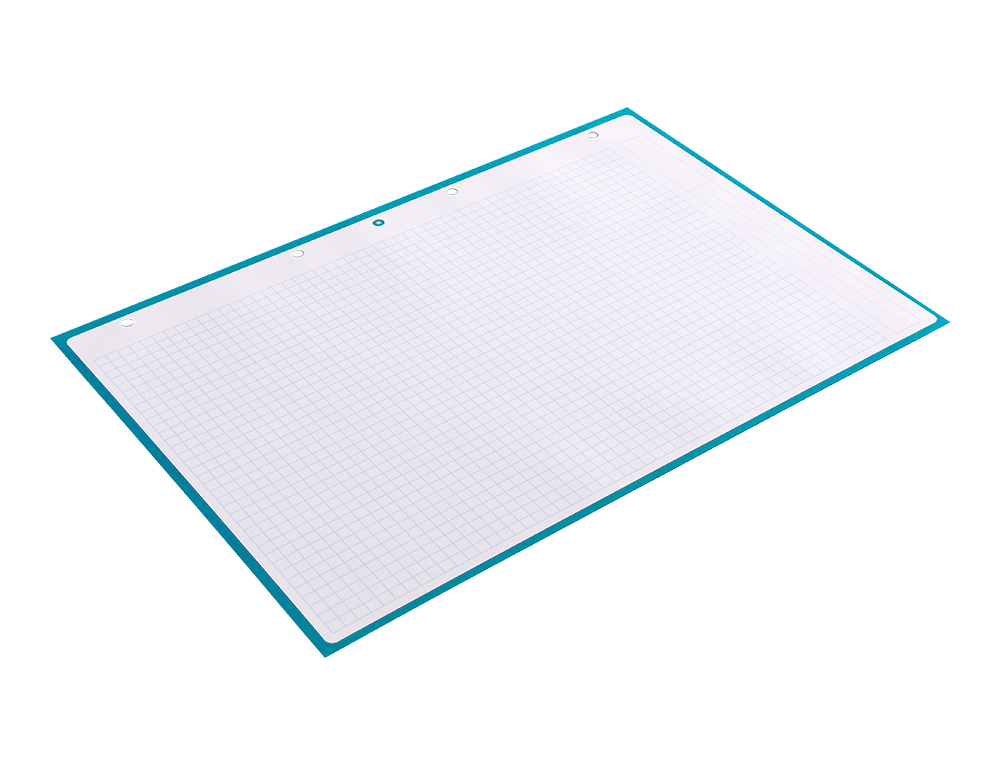 RECAMBIO ANTARTIK A4 80 HOJAS 90G/M2 CUADRO 5MM 4 TALADROS 1 BANDA CON MARCO COLOR TURQUESA
