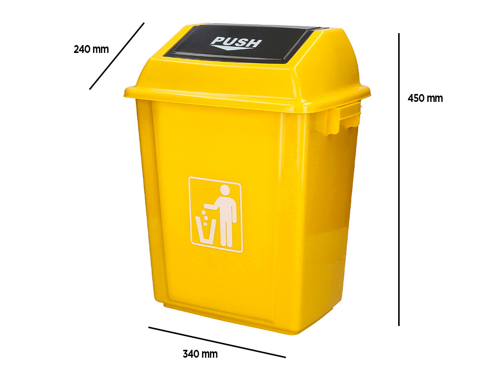 PAPELERA CONTENEDOR Q-CONNECT PLASTICO CON TAPA DE BALANCIN 20 LITROS AMARILLO 340X240X450 MM