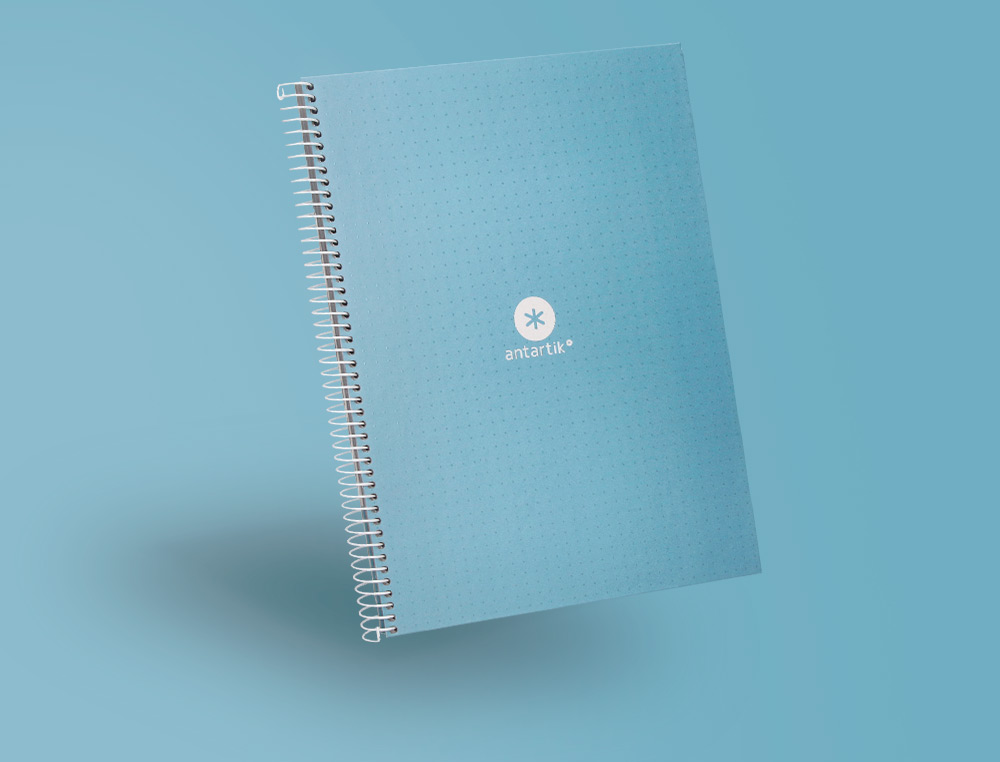 CUADERNO ESPIRAL A4 MICRO ANTARTIK DOTS TAPA FORRADA 80H 90 GR RAYADO PUNTOS 1 BANDA 4 TALADROS CELESTE
