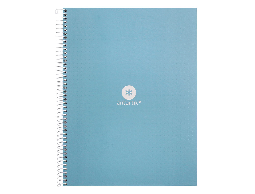 CUADERNO ESPIRAL A4 MICRO ANTARTIK DOTS TAPA FORRADA 80H 90 GR RAYADO PUNTOS 1 BANDA 4 TALADROS CELESTE