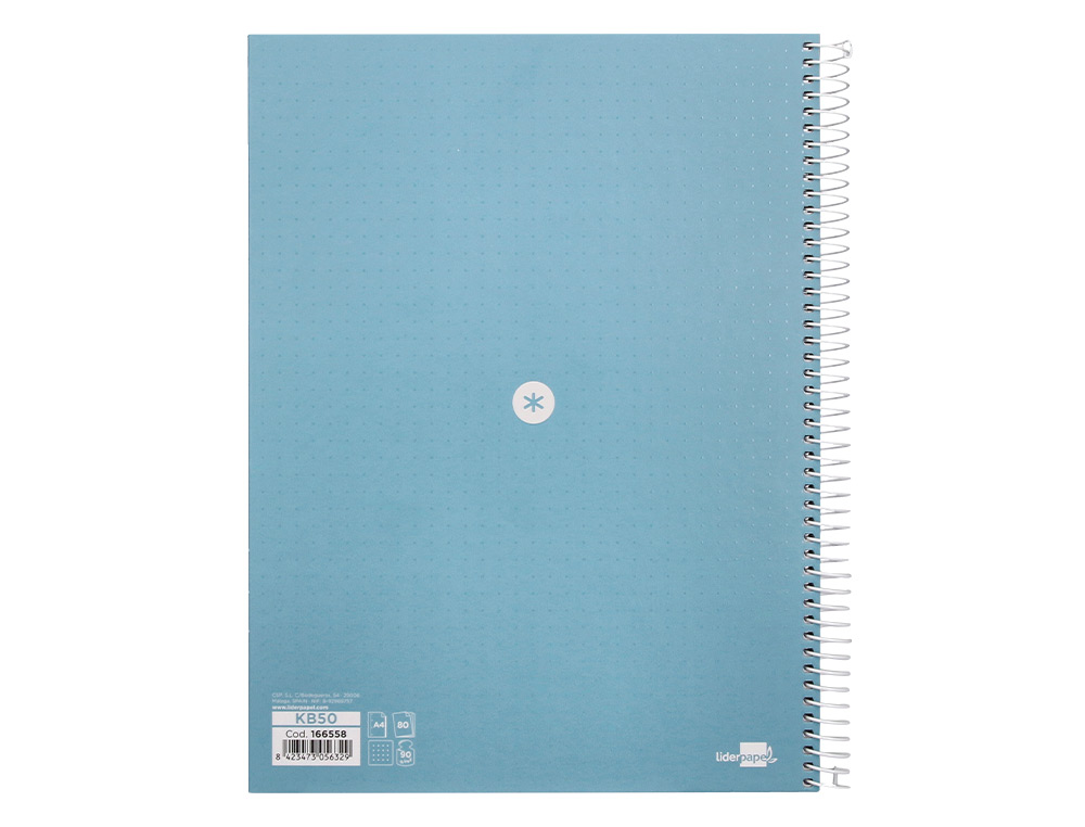 CUADERNO ESPIRAL A4 MICRO ANTARTIK DOTS TAPA FORRADA 80H 90 GR RAYADO PUNTOS 1 BANDA 4 TALADROS CELESTE