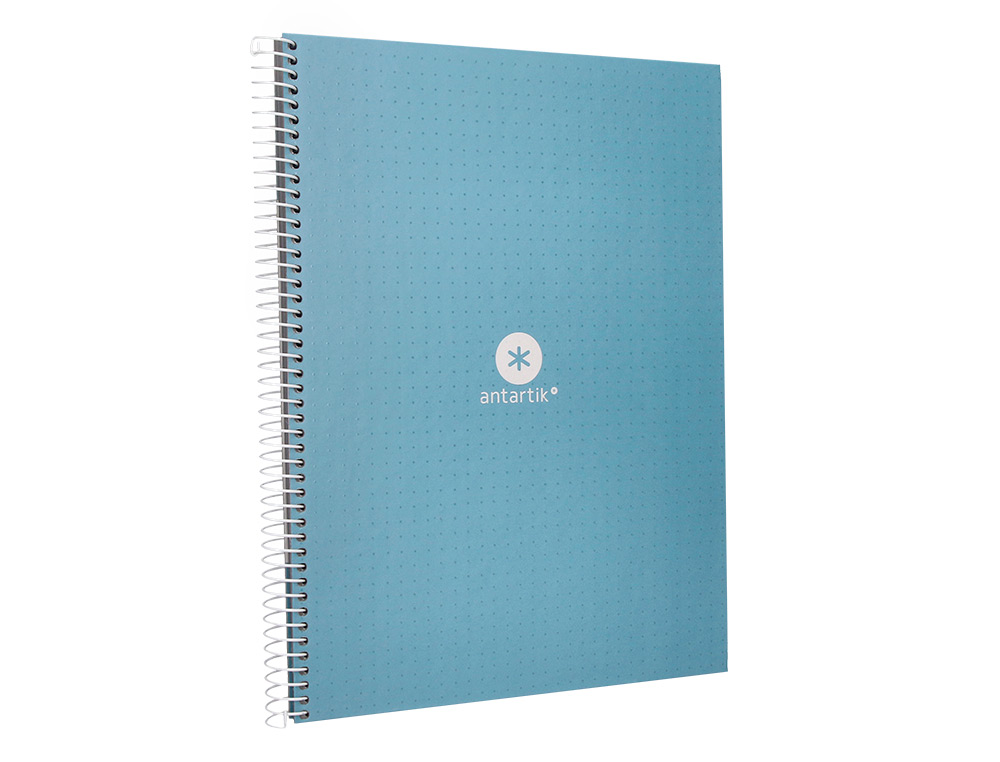 CUADERNO ESPIRAL A4 MICRO ANTARTIK DOTS TAPA FORRADA 80H 90 GR RAYADO PUNTOS 1 BANDA 4 TALADROS CELESTE