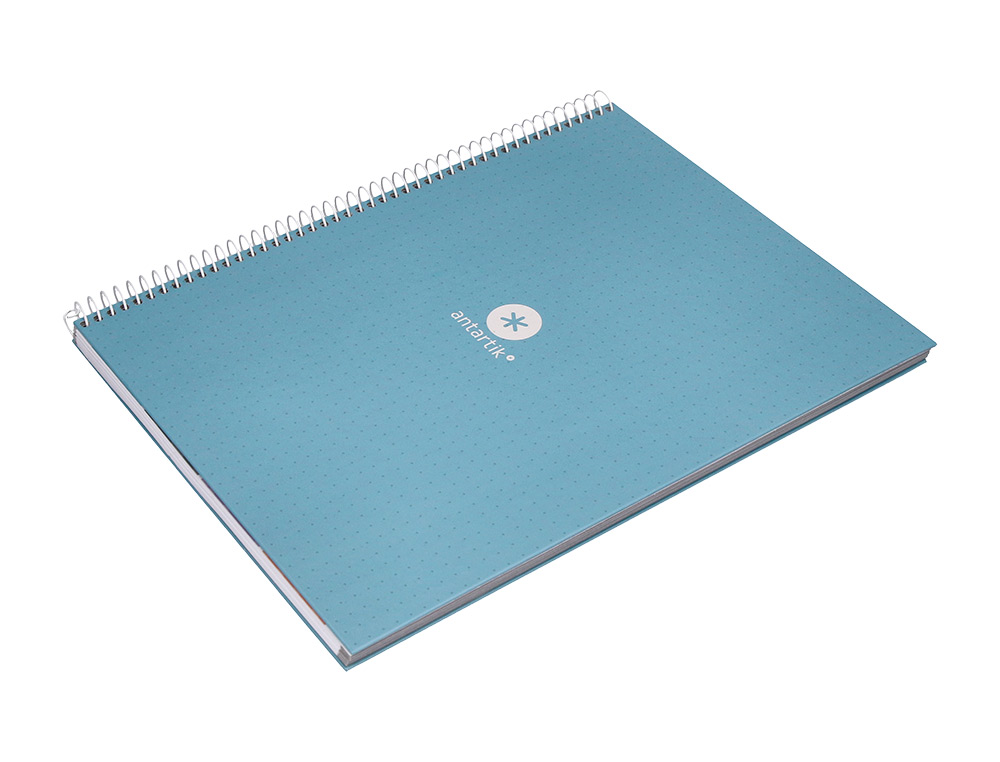 CUADERNO ESPIRAL A4 MICRO ANTARTIK DOTS TAPA FORRADA 80H 90 GR RAYADO PUNTOS 1 BANDA 4 TALADROS CELESTE