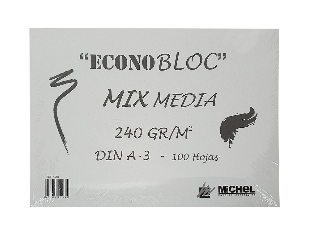 BLOC DIBUJO MULTITECNICAS MICHEL ECONOBLOC MIX MEDIA DIN A3 ENCOLADO 100 HOJAS 240 GR 297X420 MM