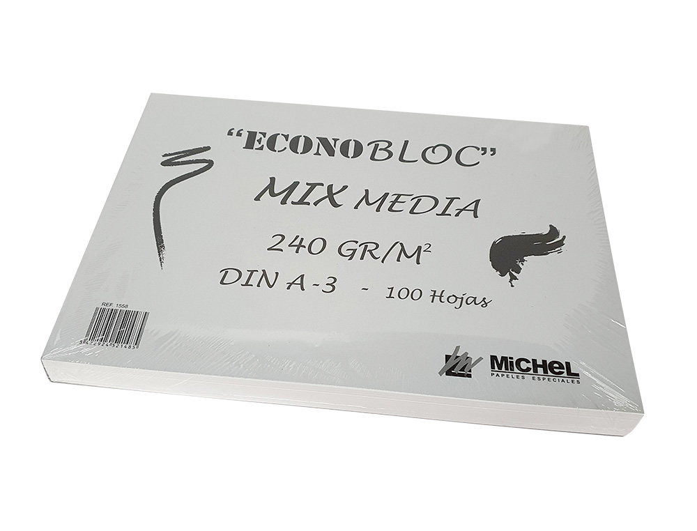 BLOC DIBUJO MULTITECNICAS MICHEL ECONOBLOC MIX MEDIA DIN A3 ENCOLADO 100 HOJAS 240 GR 297X420 MM