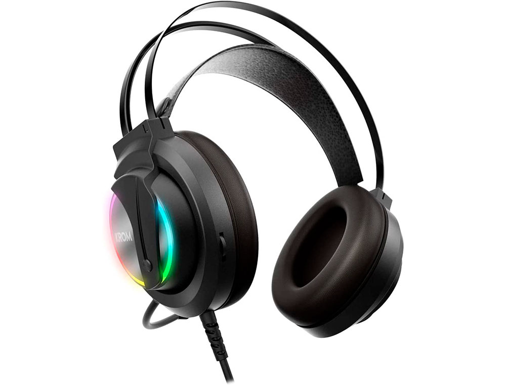 AURICULAR KROM KAPPA GAMING ESTEREO CON MICROFONO FLEXIBLE ILUMINACION LED RGB RAINBOW LONGITUD CABLE 210 CM