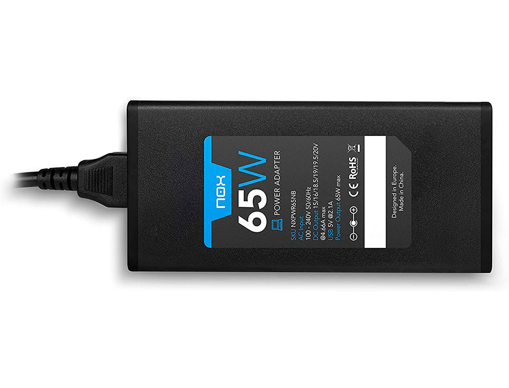 ADAPTADOR DE CORRIENTE NOX PARA PORTATIL 65W USB CON 10 CONECTORES