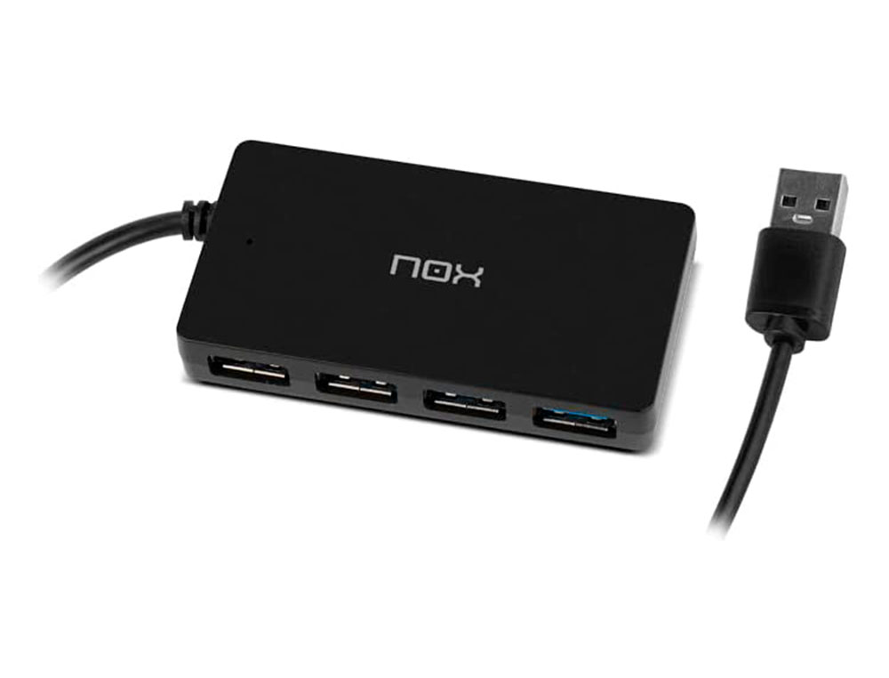 HUB NOX 4 PUERTOS USB 3.0 COMPATIBLE CON WINDOWS MAC Y LINUX