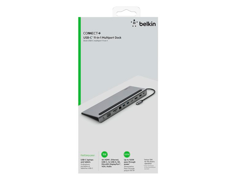 HUB BELKIN INC004BTSGY MULTIPUERTO USB-C / HDMI / VGA / USB-A / USB-C / ETHERNET / JACK 3,5 MM COLOR