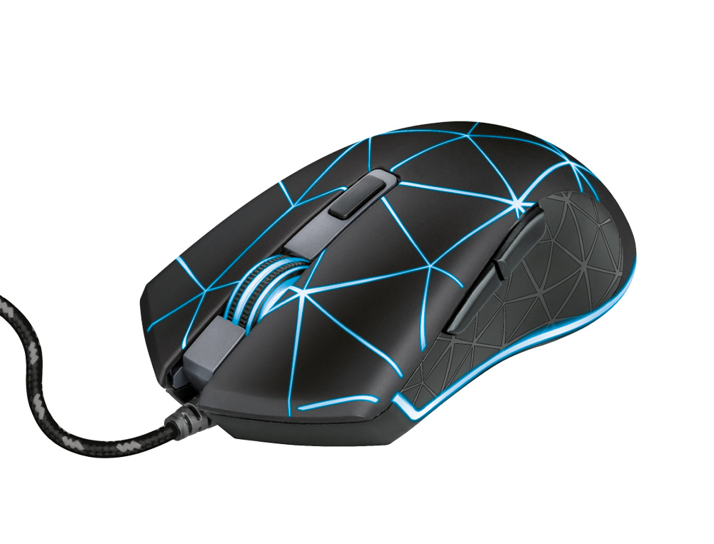 RATON TRUST GXT133 LOCX GAMING OPTICO LUCES LED 800-4000 PPP 6 BOTONES USB 2.0 CABLE 1,80 M COLOR NEGRO