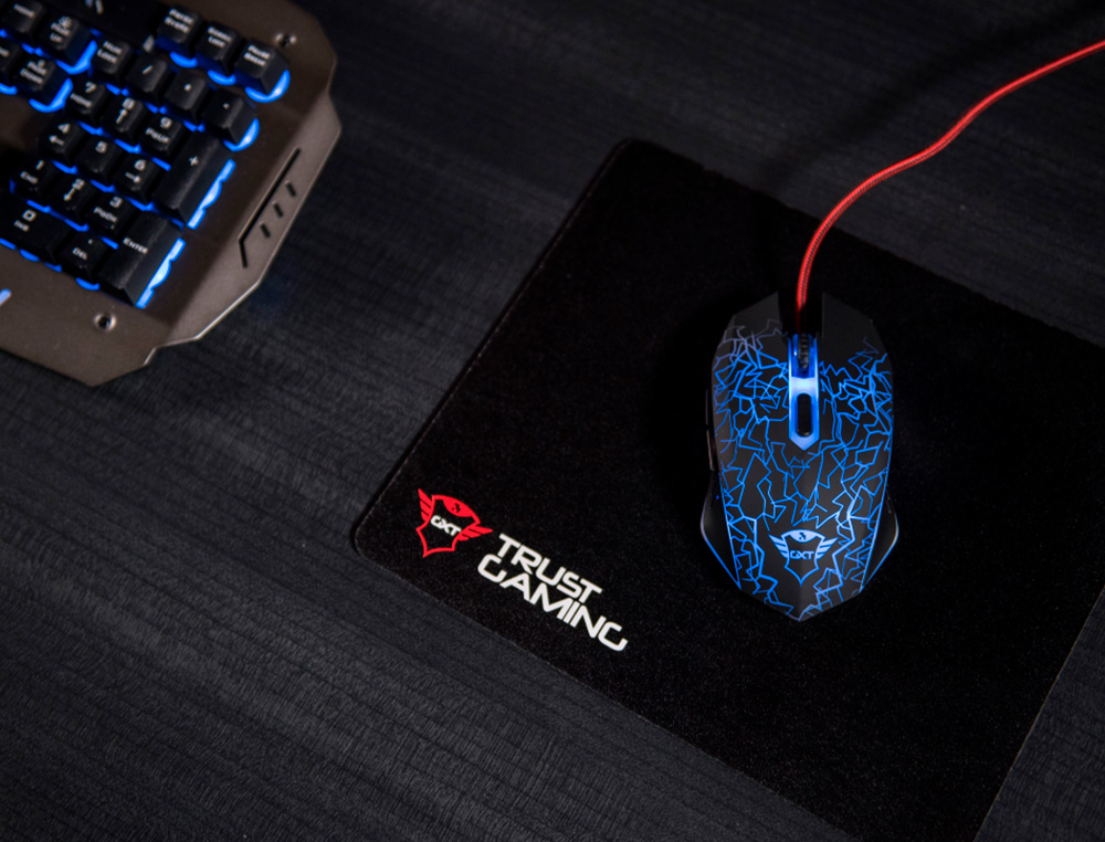 RATON TRUST GXT105X IZZA GAMING OPTICO LUCES LED 800-4000 PPP 6 BOTONES USB 2.0 CABLE 1,80 M COLOR NEGRO