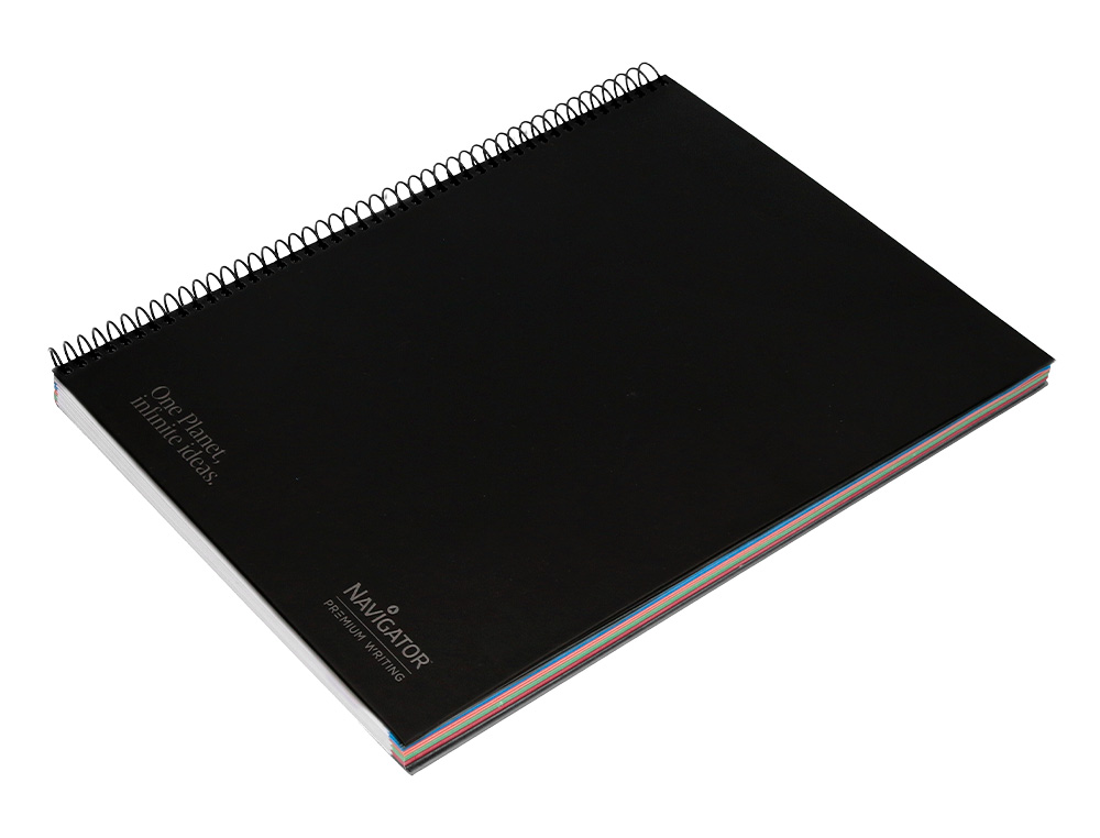 CUADERNO ESPIRAL NAVIGATOR A4 MICRO TAPA FORRADA 120H 80GR HORIZONTAL 5 BANDAS 4 TALADROS COLOR NEGRO