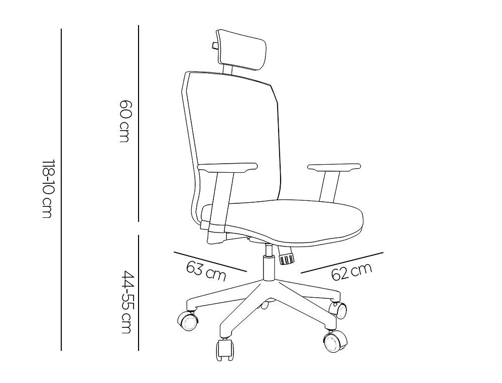 SILLA GIRATORIA Q-CONNECT ERGONOMICA RESPALDO ALTO Y REPOSACABEZA AJUSTABLE EN ALTURA 1180+100X630X625 MM