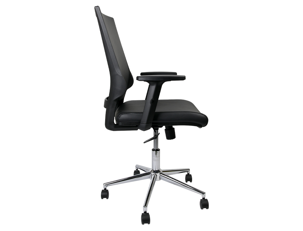 SILLA GIRATORIA Q-CONNECT RESPALDO MEDIO DE SIMILPIEL REGULABLE EN ALTURA 980+100X630X625 MM COLOR NEGRO
