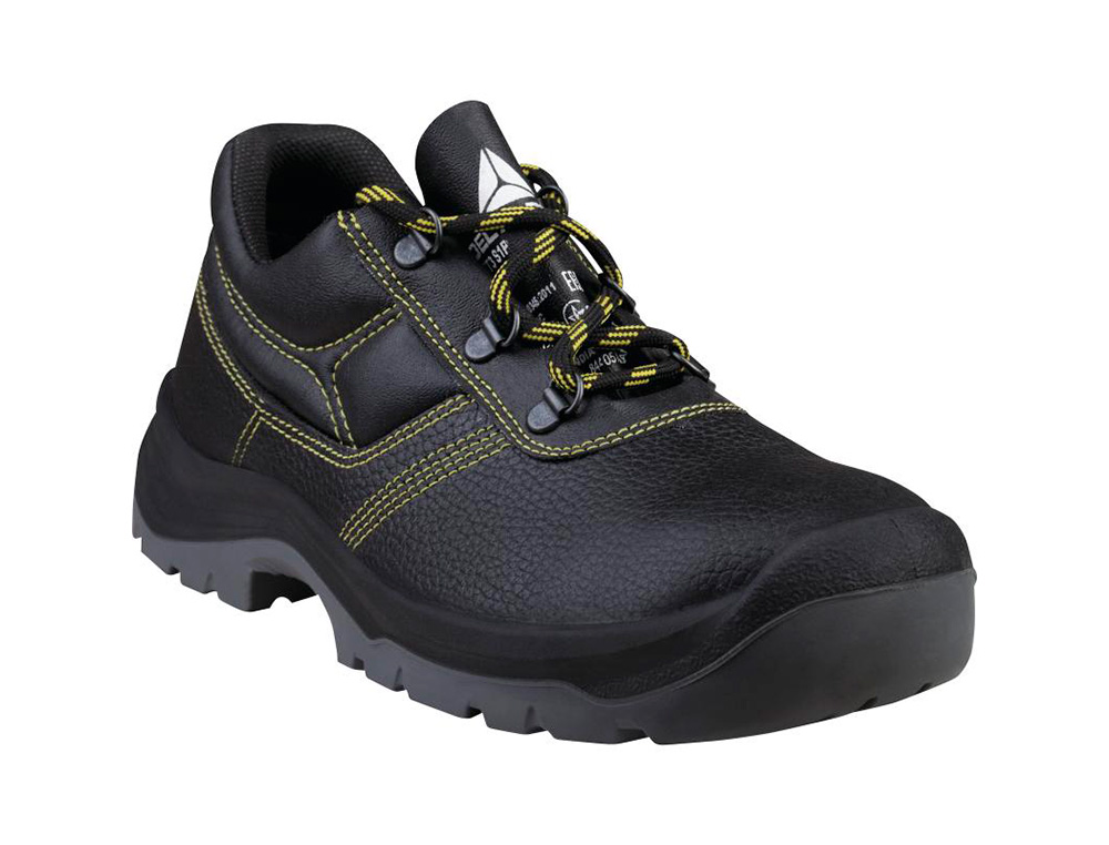 ZAPATOS DE SEGURIDAD DELTAPLUS PIEL CRUPON PIGMENTADA SUELA PU BI DENSIDAD COLOR NEGRO TALLA 40