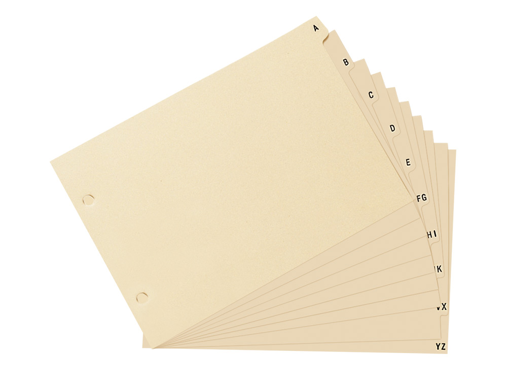 INDICE ALFABETICO LIDERPAPEL CARTULINA PARA ARCHIVADOR 15 POSICIONES A-Z CUARTO APAISADO