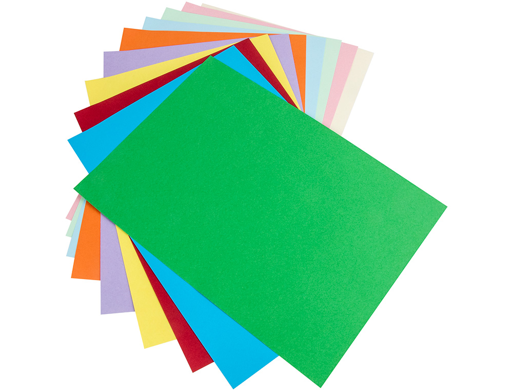 CARTULINA LIDERPAPEL 50X65 CM 180G/M2 10 COLORES SURTIDOS PAQUETE DE 10 HOJAS