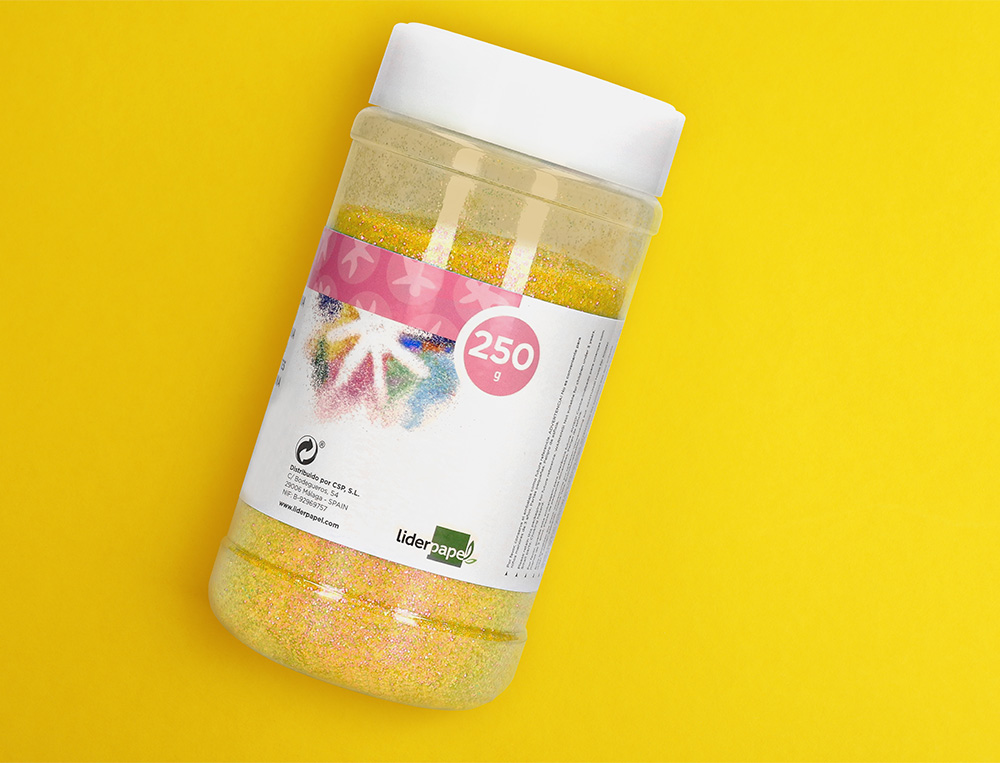 PURPURINA LIDERPAPEL FANTASIA COLOR METALICO AMARILLO PASTEL BOTE DE 250 GR