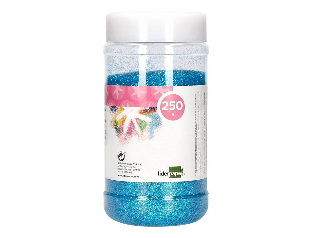 PURPURINA LIDERPAPEL FANTASIA COLOR METALICO AZUL PASTEL BOTE DE 250 GR