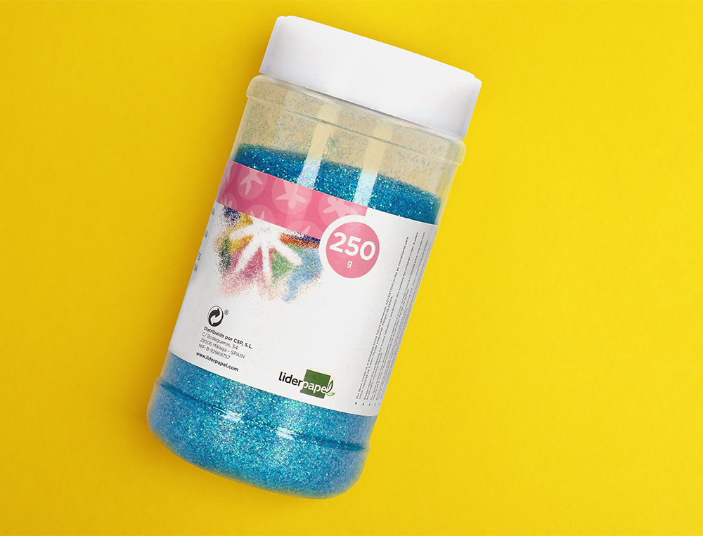 PURPURINA LIDERPAPEL FANTASIA COLOR METALICO AZUL PASTEL BOTE DE 250 GR
