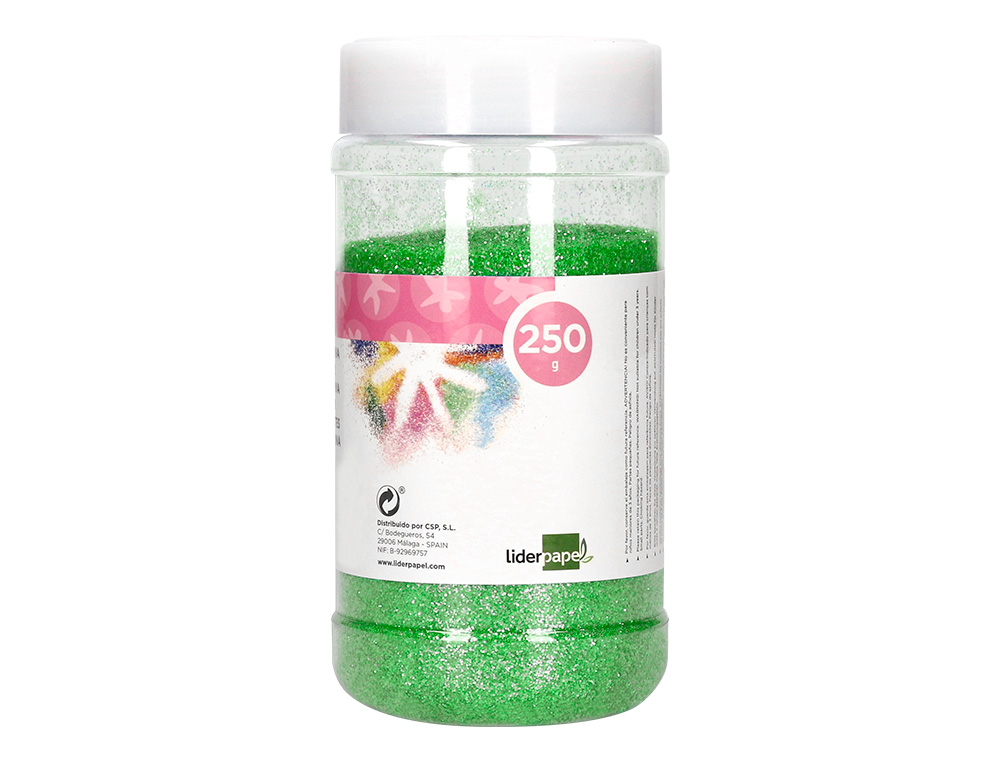 PURPURINA LIDERPAPEL FANTASIA COLOR METALICO VERDE PASTEL BOTE DE 250 GR